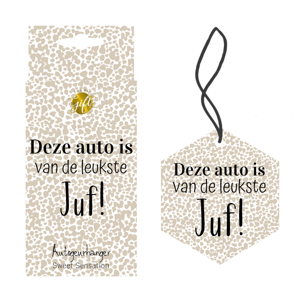 Auto geurhanger 'Deze auto is van de leukste juf'