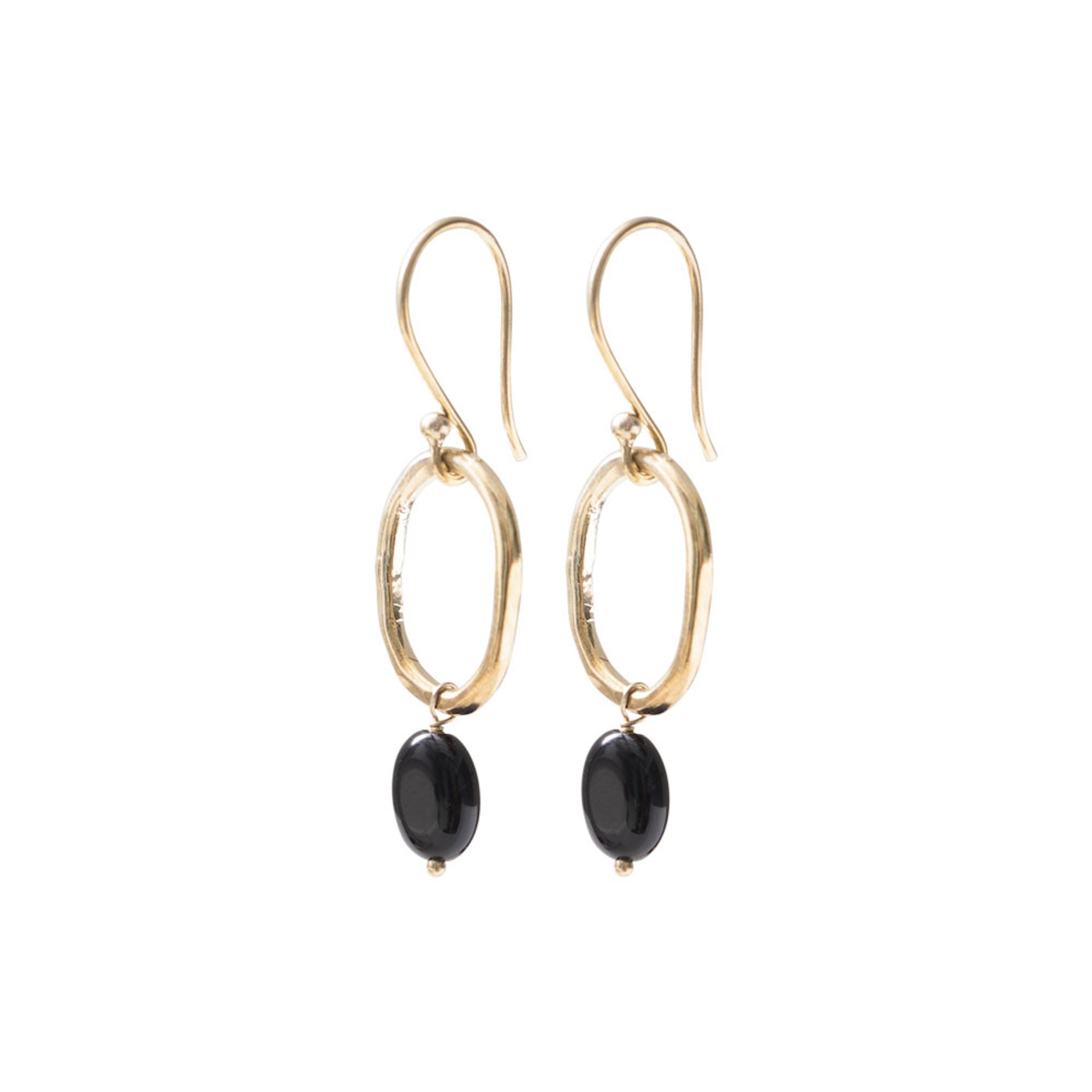 Oorhangers - Graceful Black Onyx - gold plated