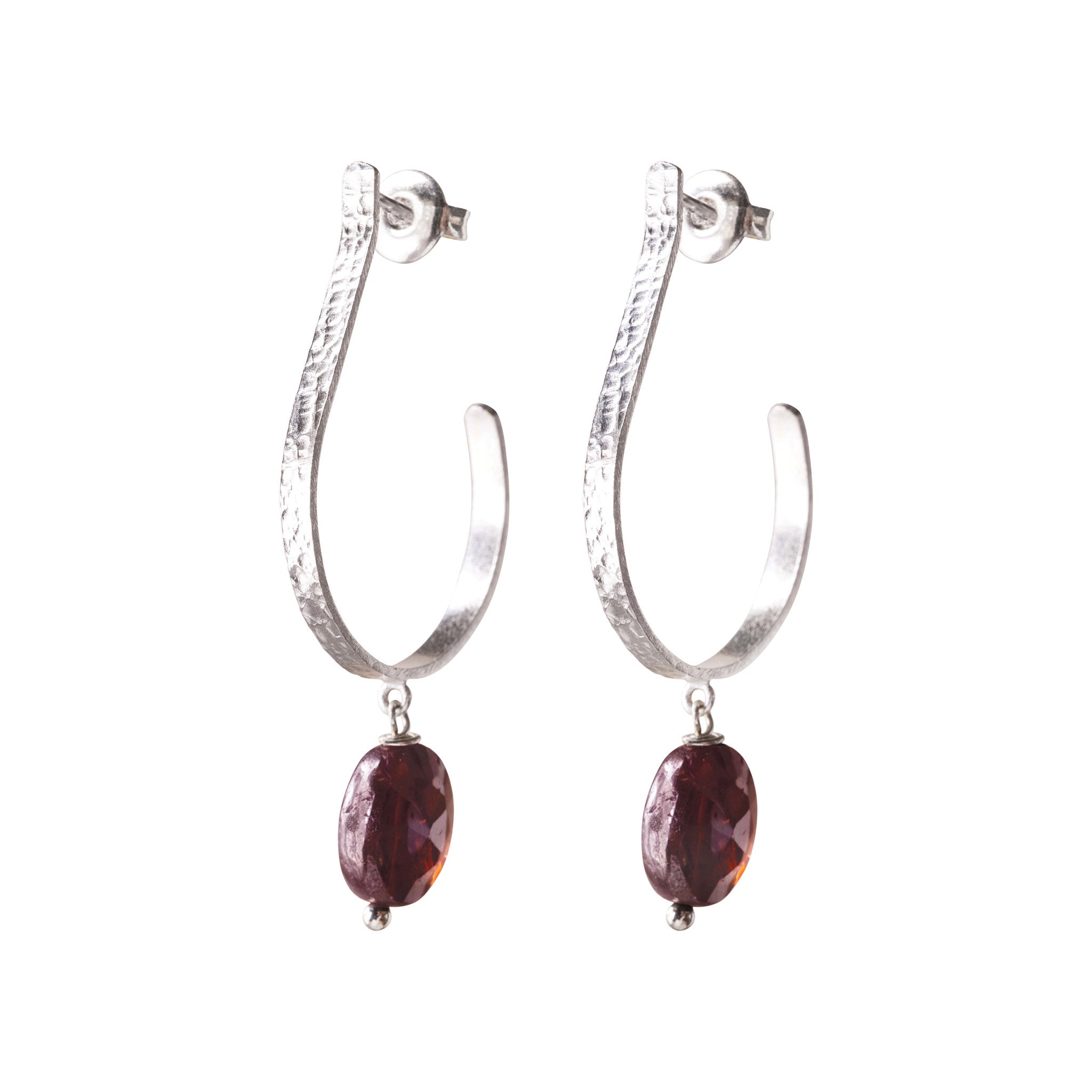 Oorstekers - Attracted Garnet - silver plated