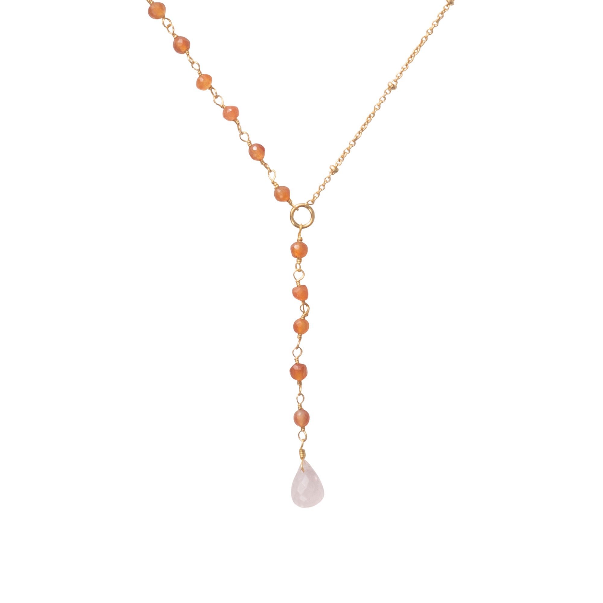 Halsketting -  Dawn Carnelian Rose Quartz gold plated