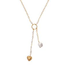 Halsketting - Optimist Moonstone Rose Quartz Pearl - gold plated