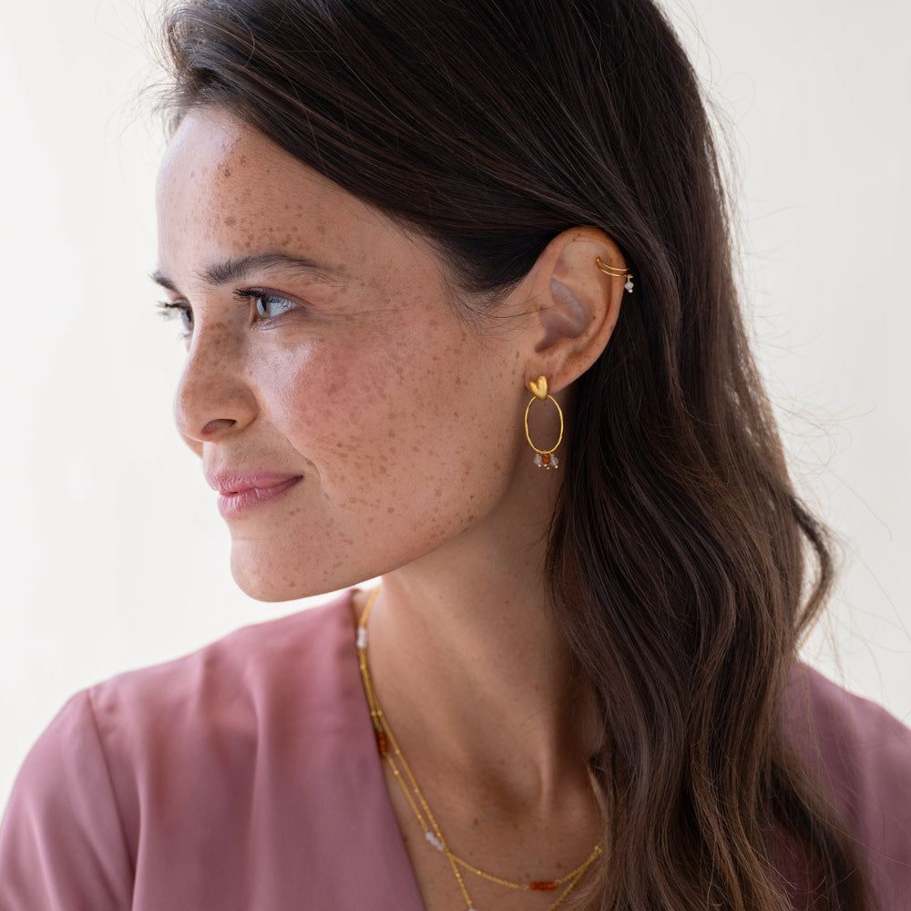 Halsketting -  Dawn Carnelian Rose Quartz gold plated