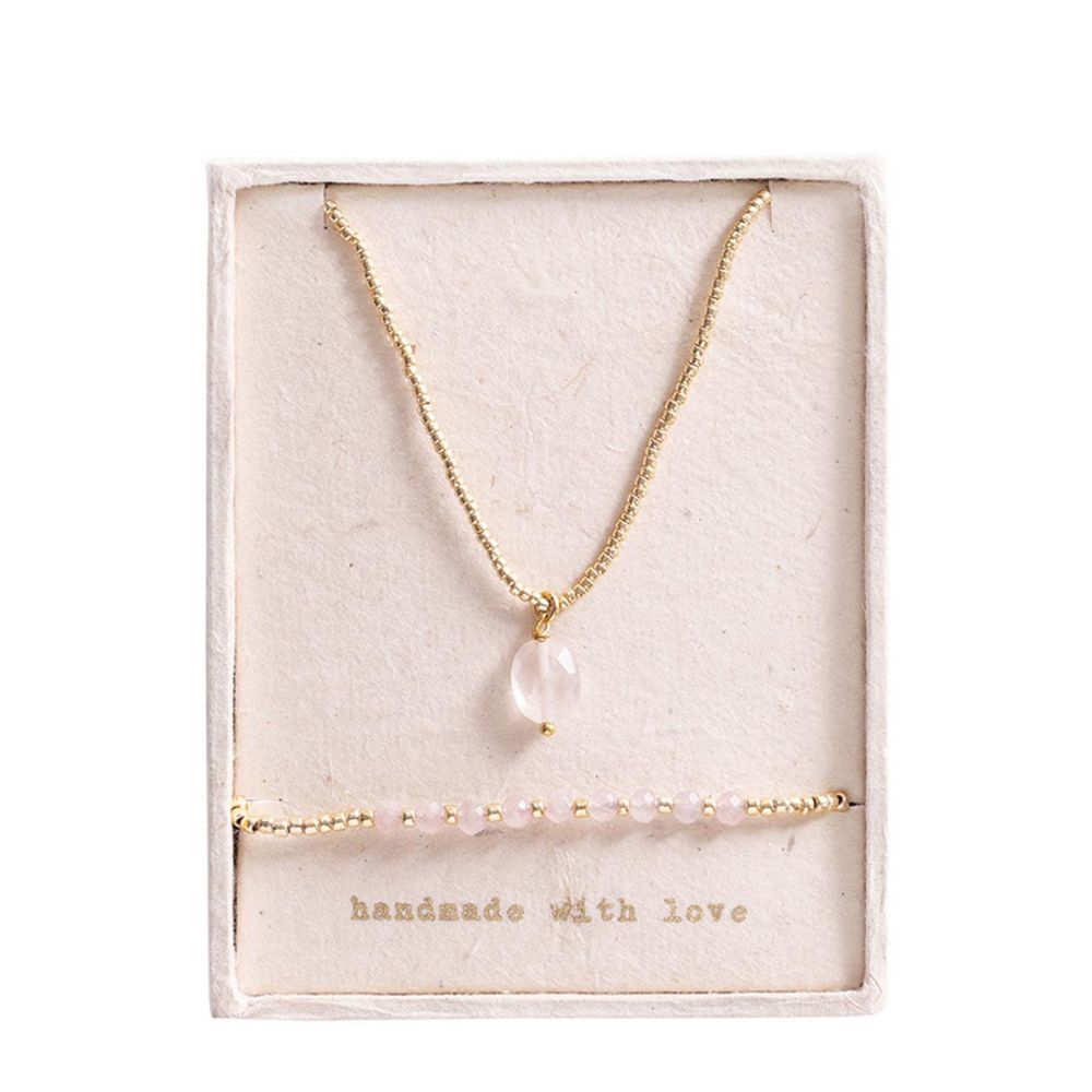 Gift Set Love Rose Quartz - ketting & armband