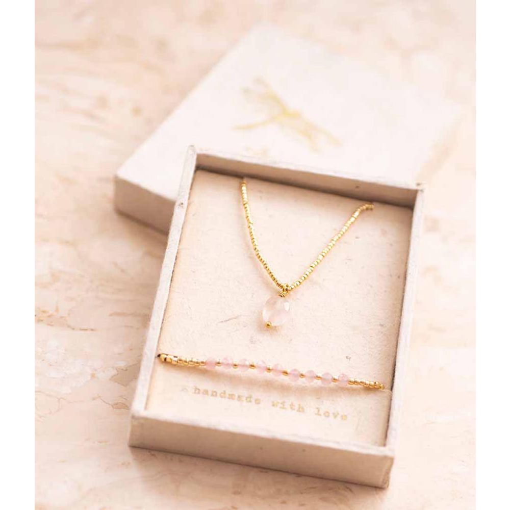 Gift Set Love Rose Quartz - ketting & armband