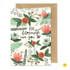 Wenskaart illustra'lies 'Een bloemetje voor jou'