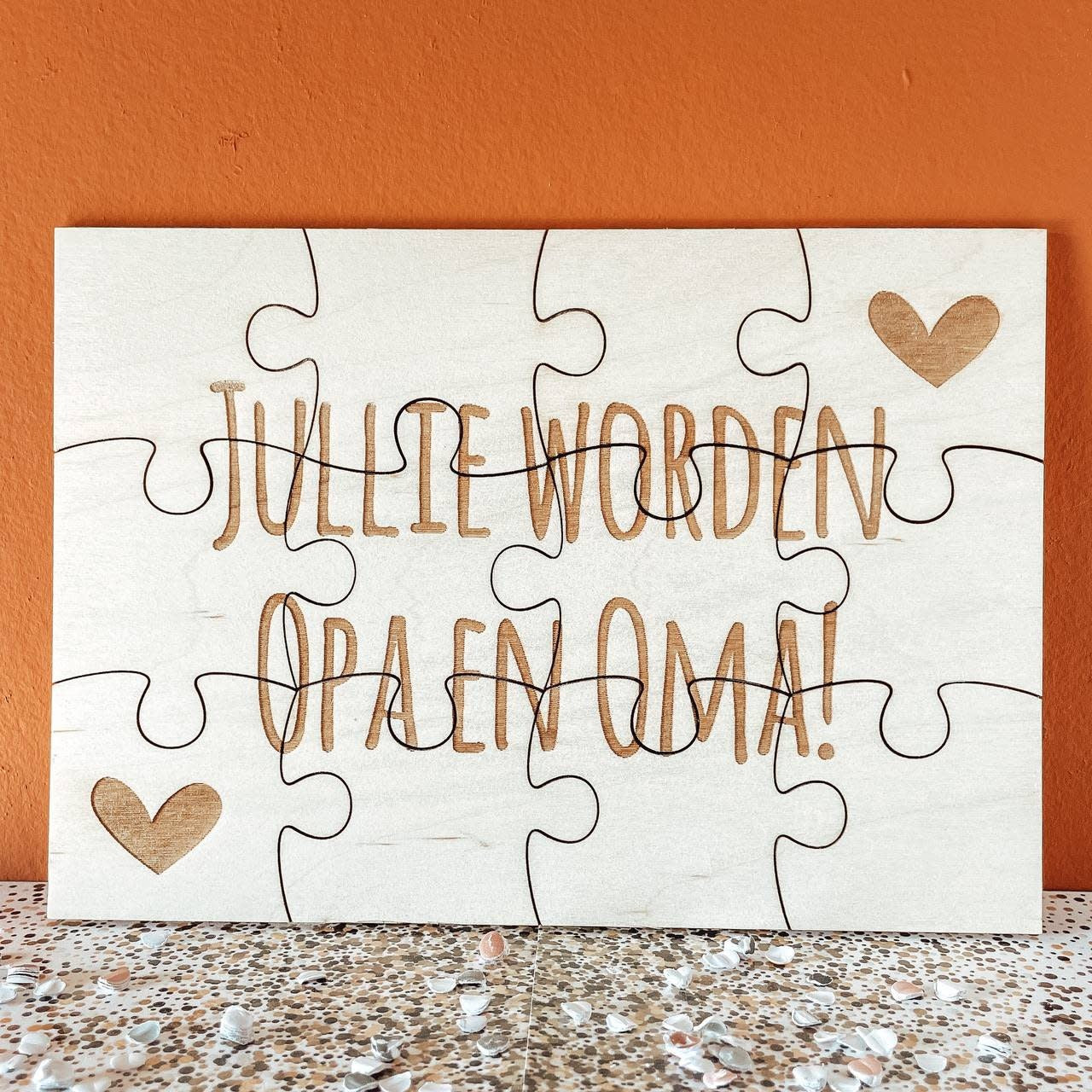 Zwangerschapsaankondiging houten puzzel | Jullie worden opa en oma!