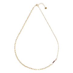 Halsketting - Encourage Peach Moonstone Garnet - 22k gold plated