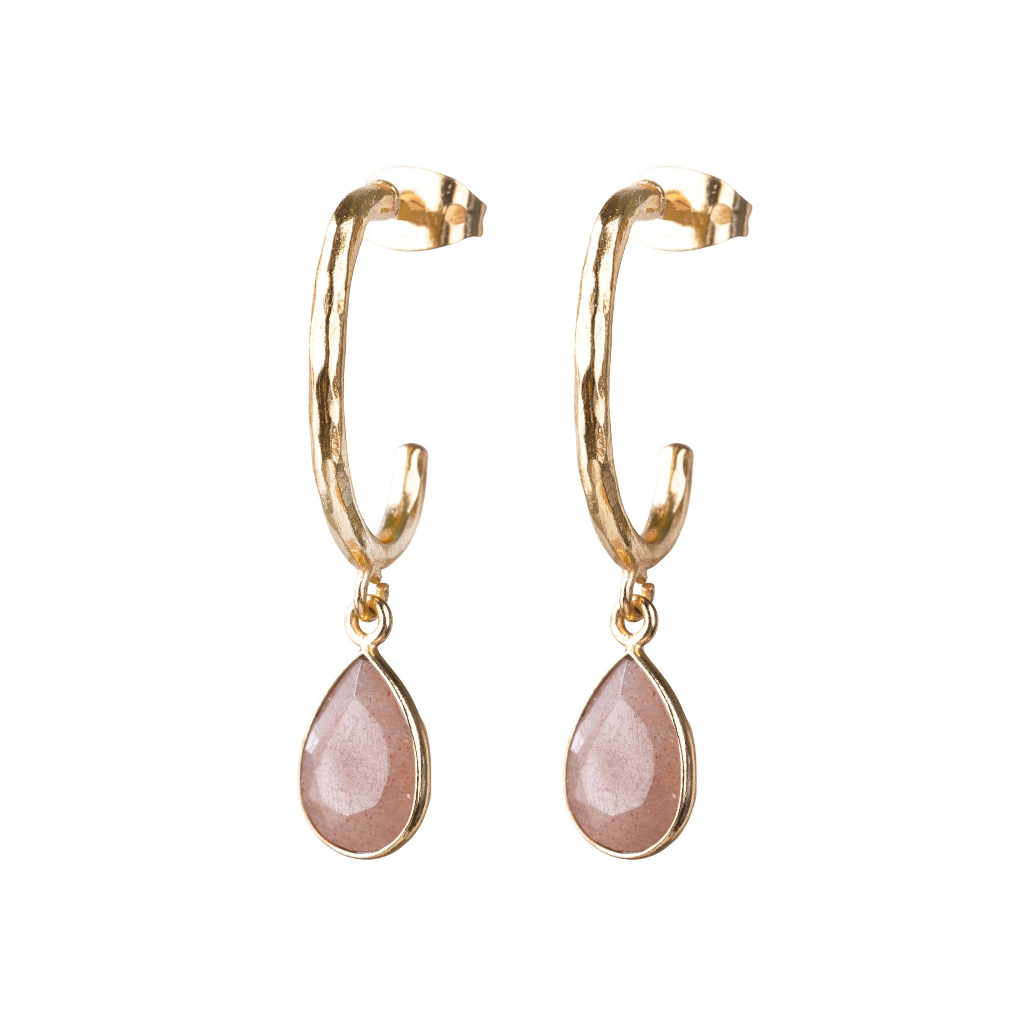 Oorstekers - Admiring Peach Moonstone 22K gold plated
