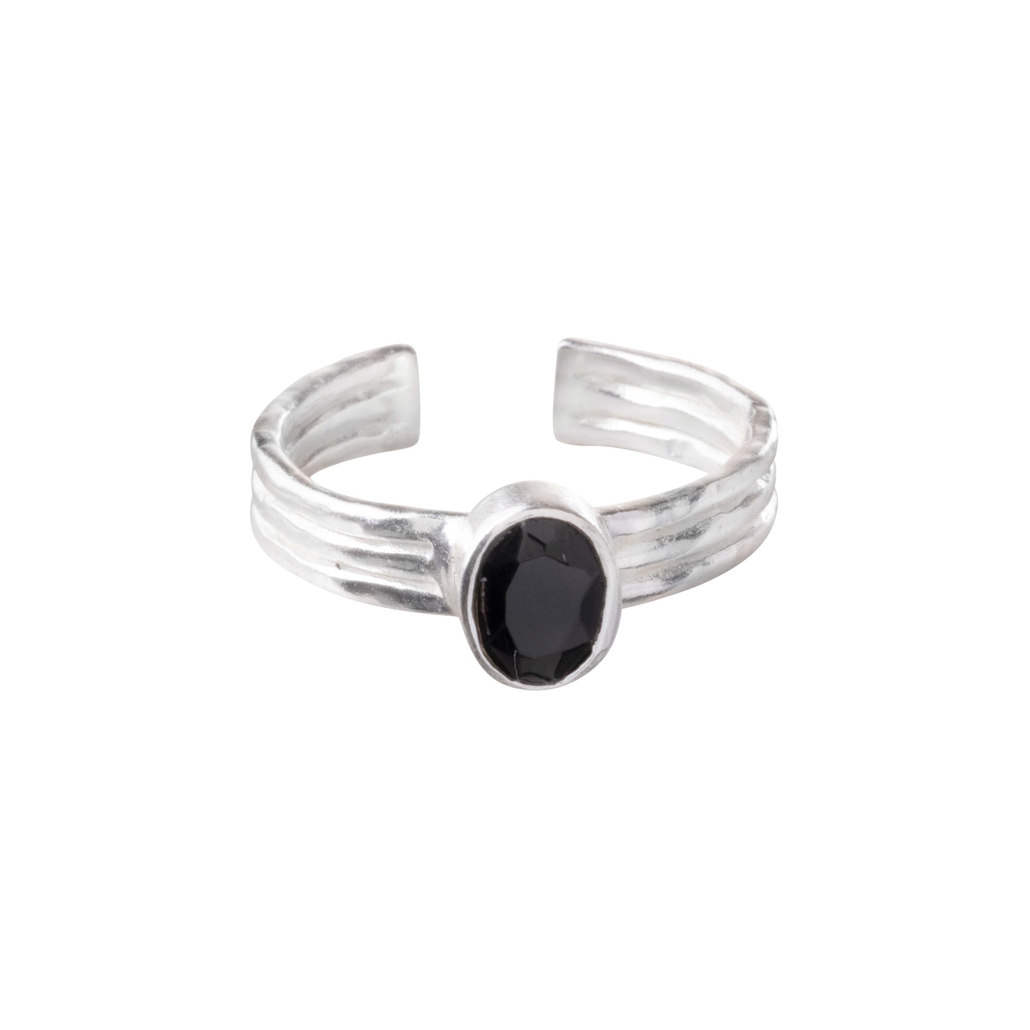 Zilver ring - Black Onyx  - aanpasbaar