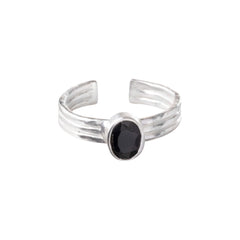 Zilver ring - Black Onyx  - aanpasbaar