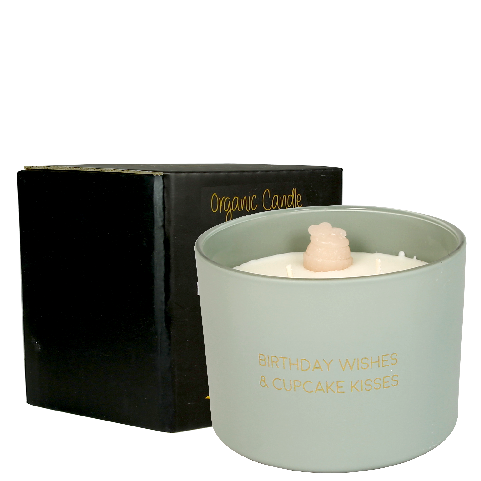 Geurkaars met 3 wieken - 'Birthday wishes & cupcake kisses'