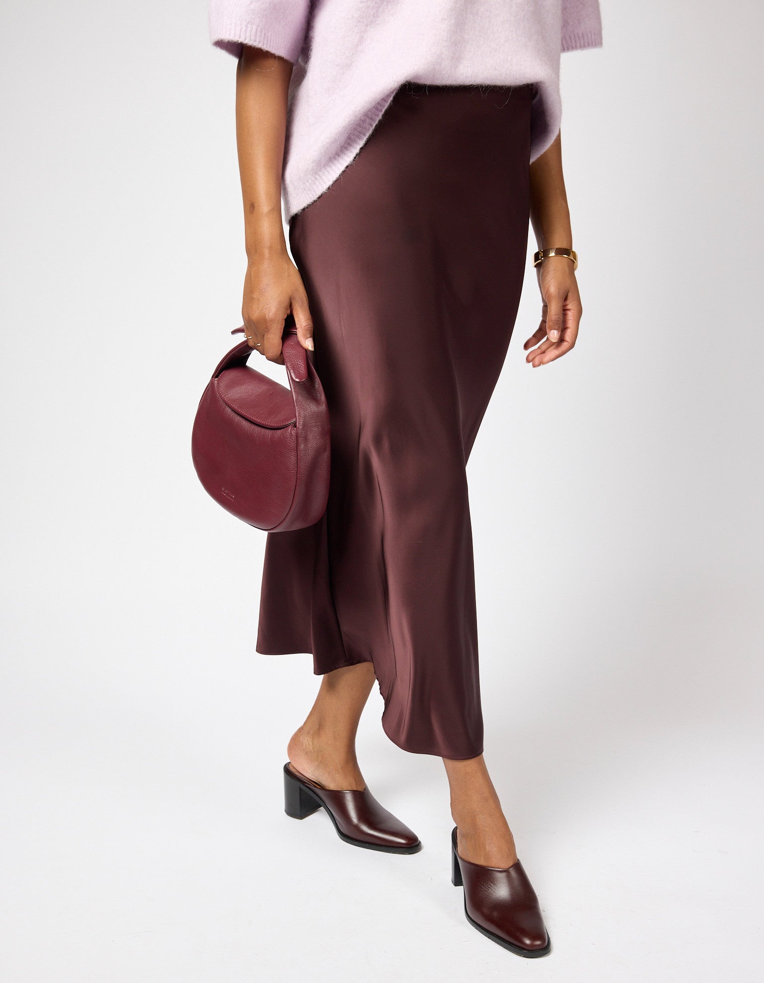 Coco Croissant - Dark Cherry soft grain leather