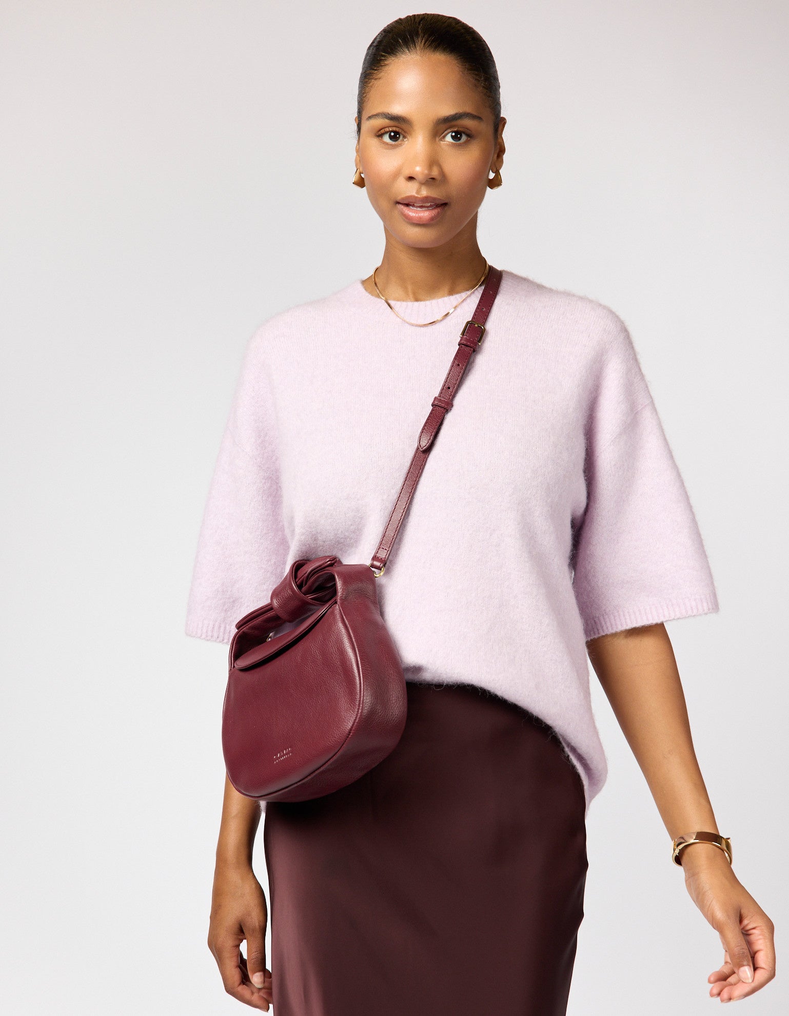Coco Croissant - Dark Cherry soft grain leather