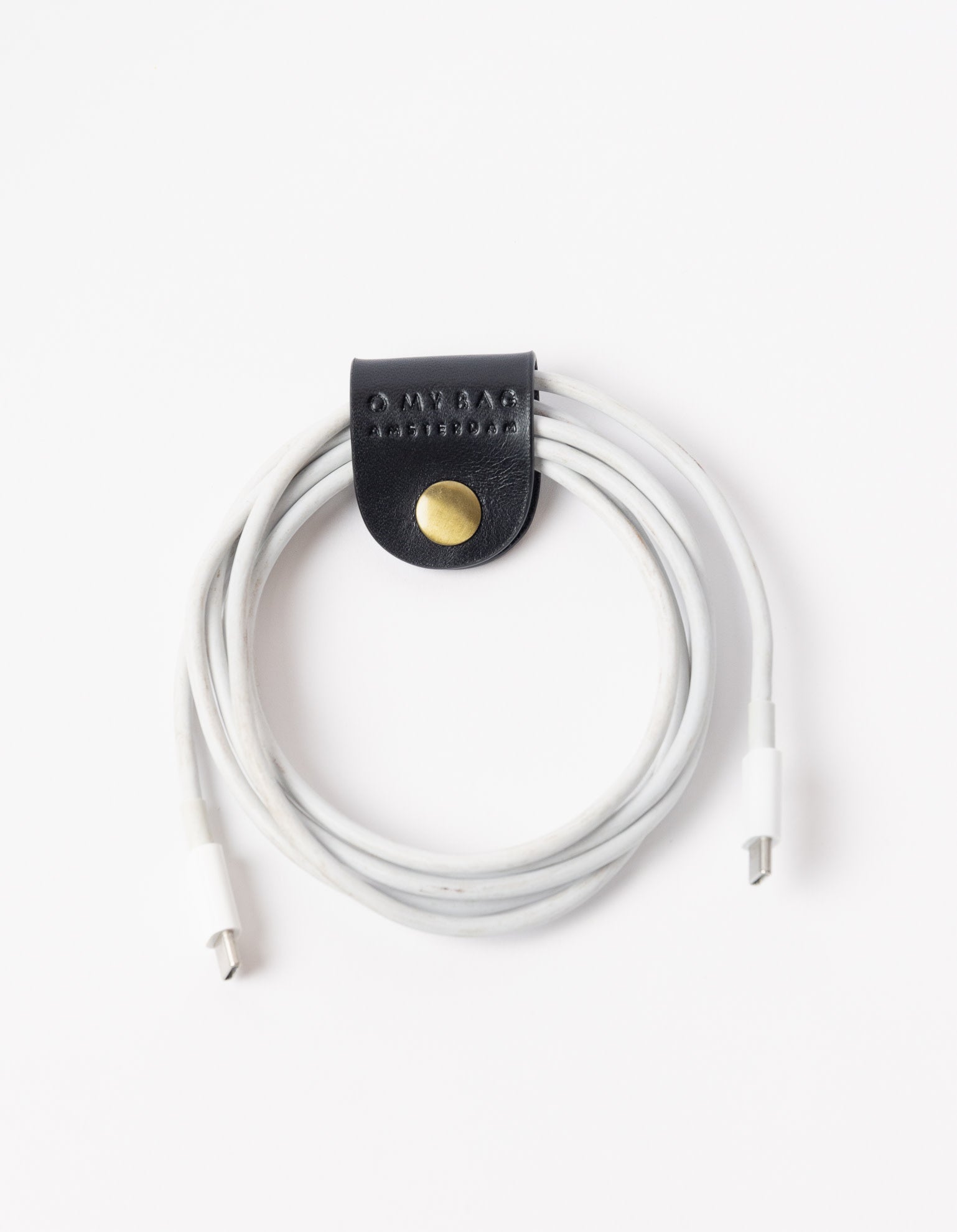 Cord Organizer - Black Classic Leather