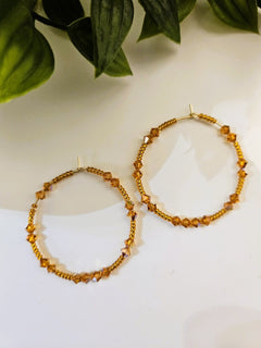 Tiny hoops 40mm - dark yellow stones