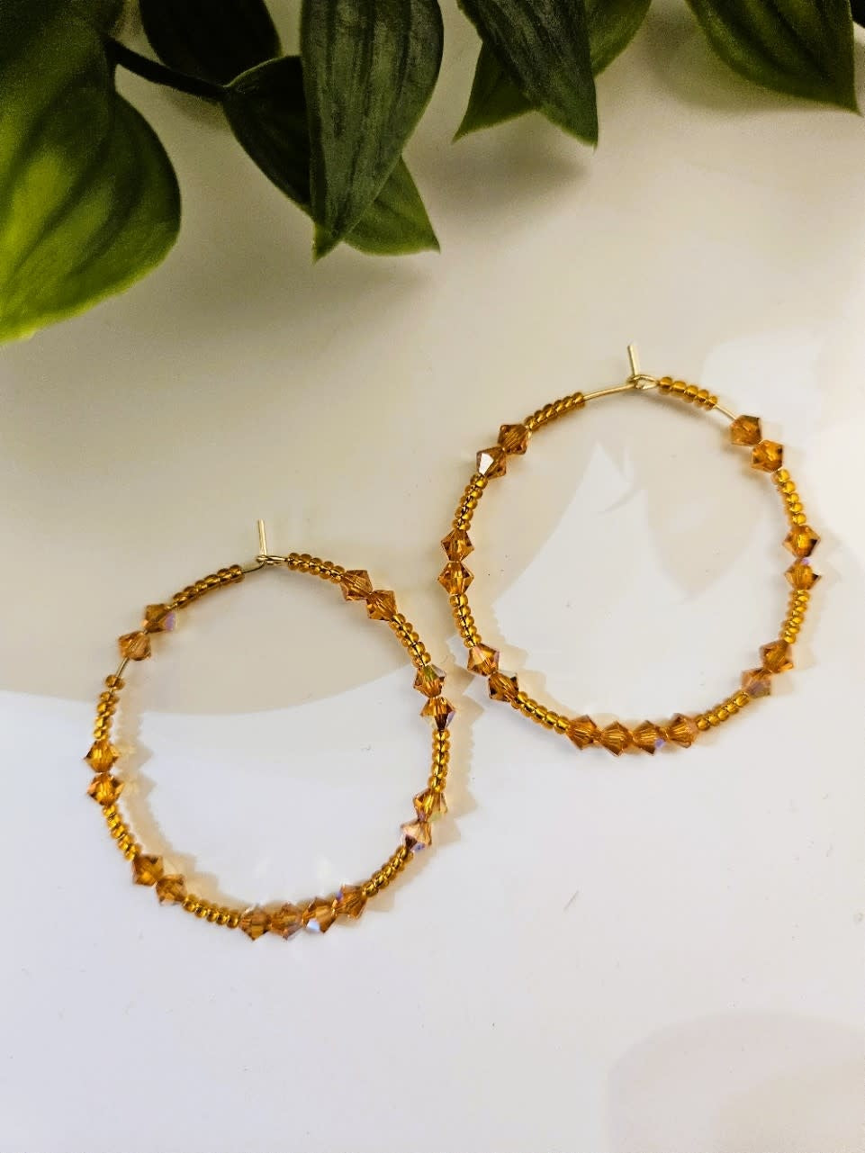 Tiny hoops 40mm - dark yellow stones