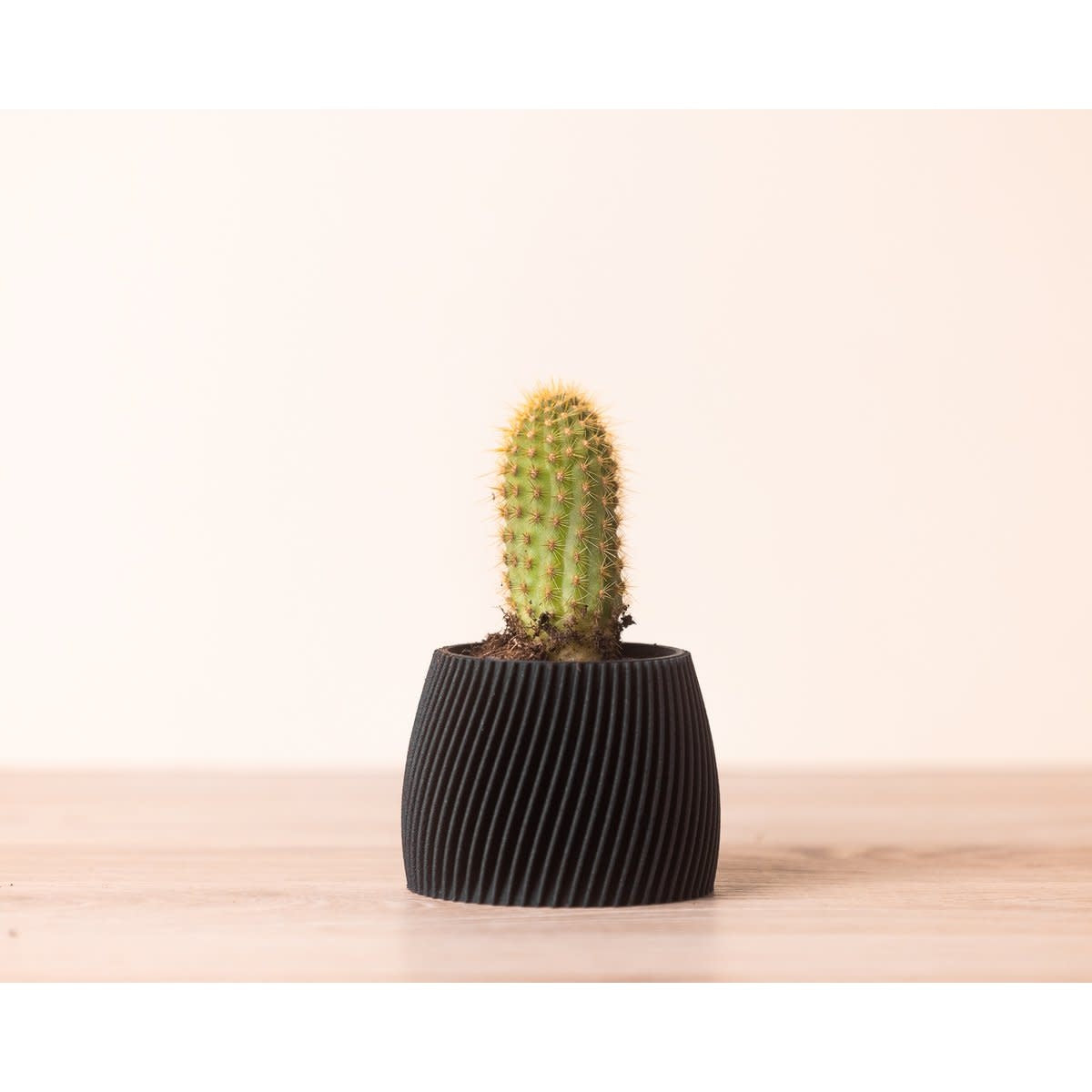 Kleine bloempot in 3D print - hout en maïszetmeel - zwart