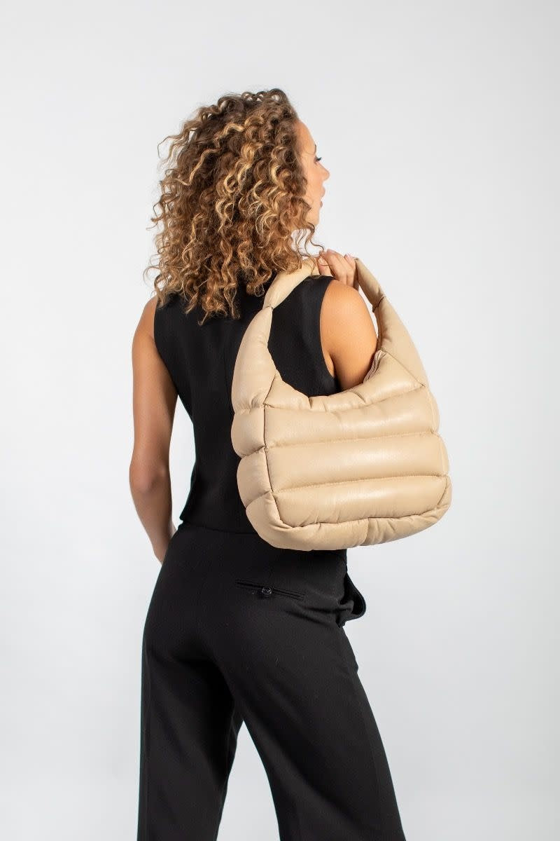 Ruime 'duffel' schoudertas - Donna Hobo - cream
