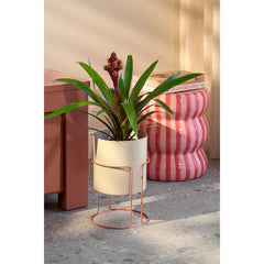 Collins Bloempot op standaard - H33 xø22 cm - Metaal - Off-white -perzik