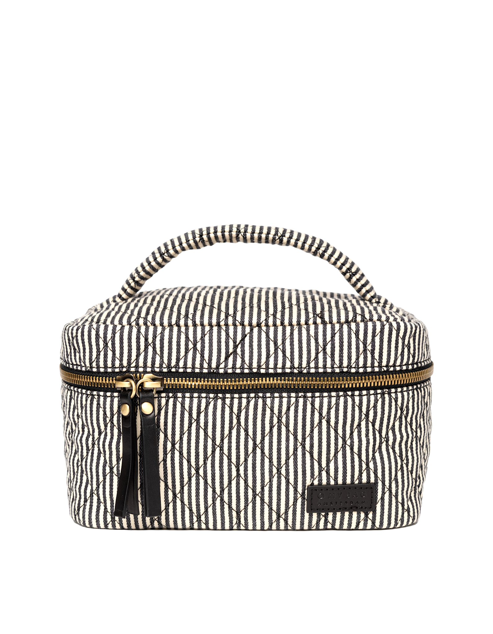 Elise make-up bag - Cotton /black classic leather