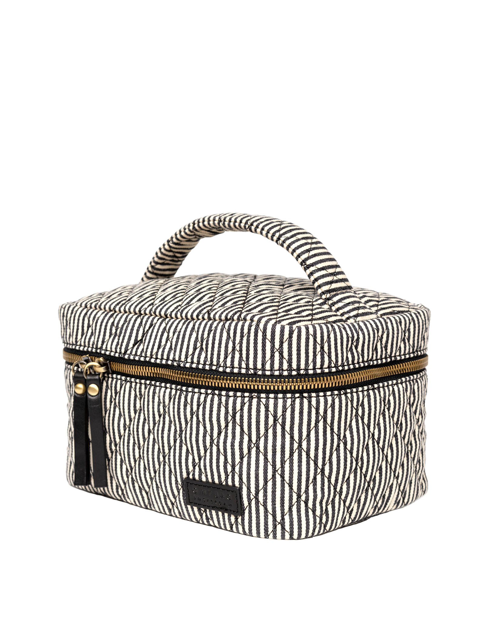 Elise make-up bag - Cotton /black classic leather