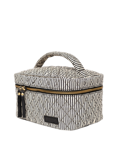 Elise make-up bag - Cotton /black classic leather