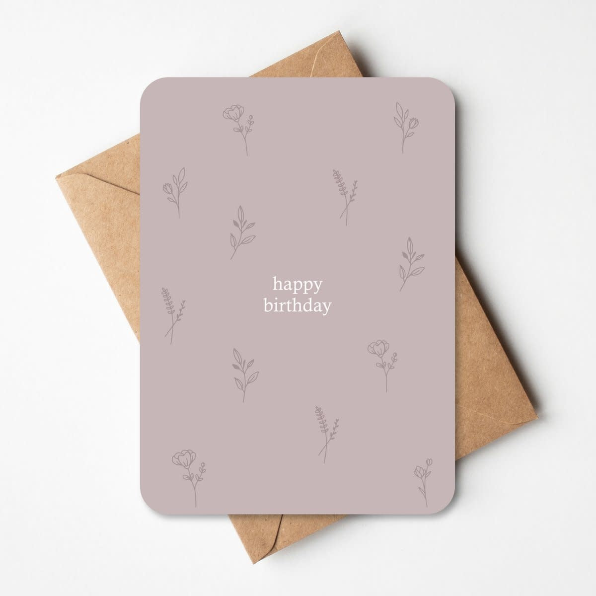 Wenskaart  - Happy Birthday - bloemetjes