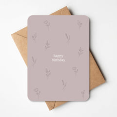 Wenskaart  - Happy Birthday - bloemetjes