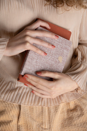 Tinne+Mia - Notebook A6+ linen -¢ Rose dust
