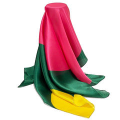 Zijden sjaal  'Dots'  groen-roze-geel  66 x 66 cm