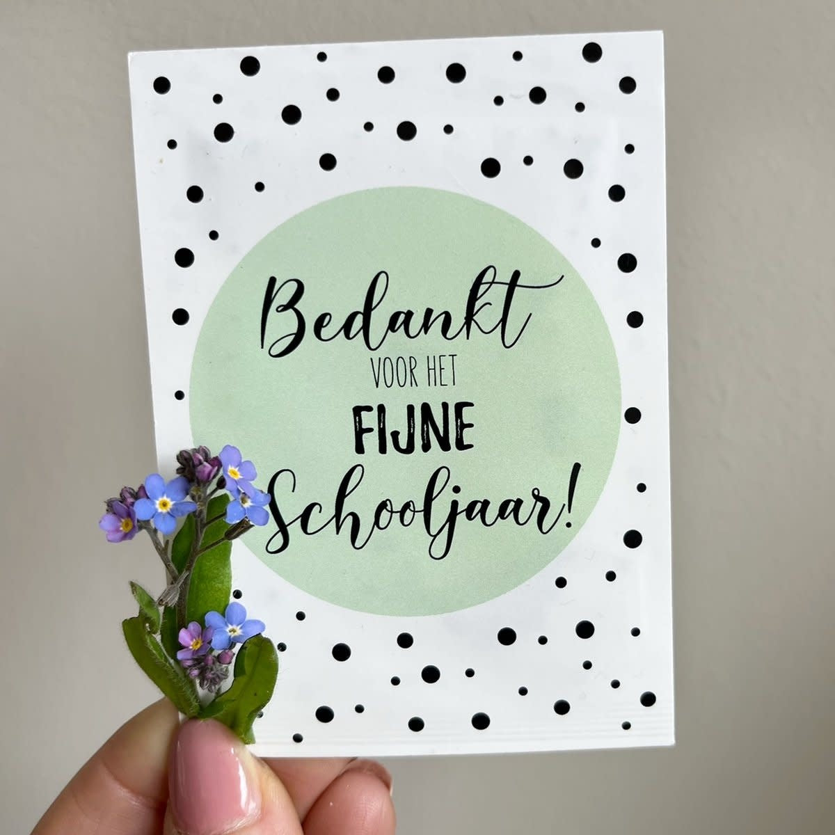 Zakje met bloemenzaadjes 'Vergeet-me-niet-je' - 'Bedankt voor het fijne schooljaar