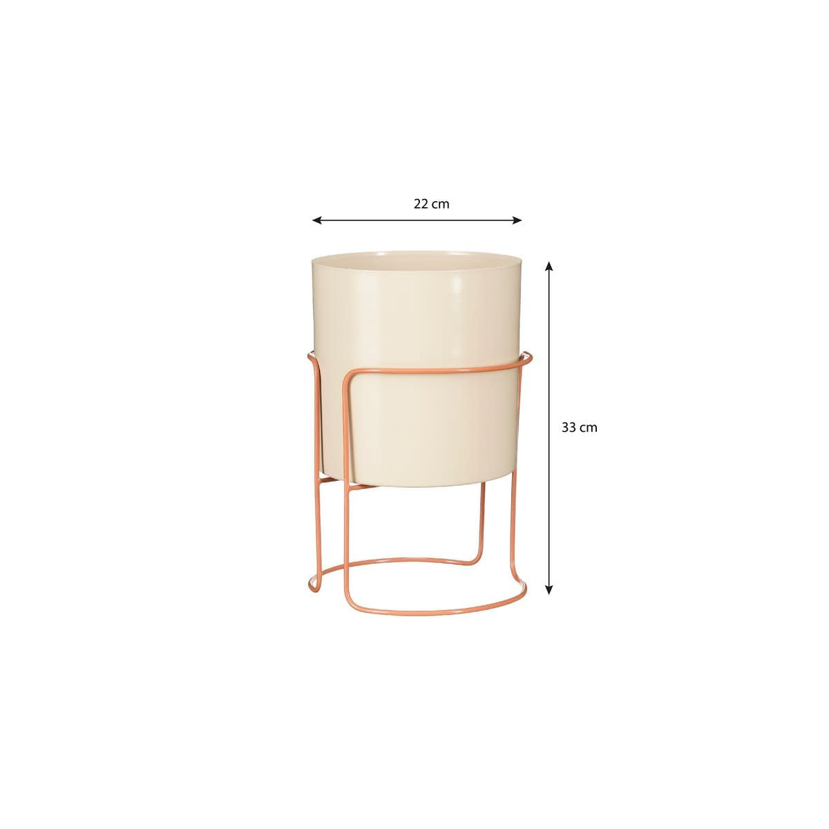 Collins Bloempot op standaard - H33 xø22 cm - Metaal - Off-white -perzik