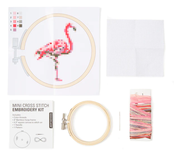Mini cross-stitch naai-setje - flamingo