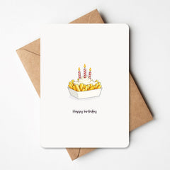 Wenskaart  - Happy Birthday - frietjes