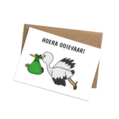 Kaartje Graag-Design 'Hoera ooievaar'