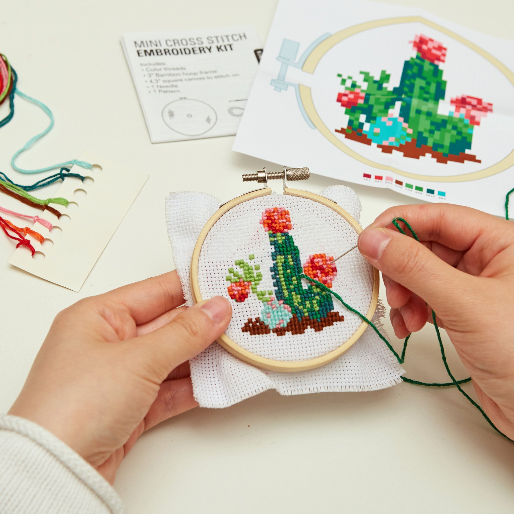 Mini cross-stitch naai-setje - cactus