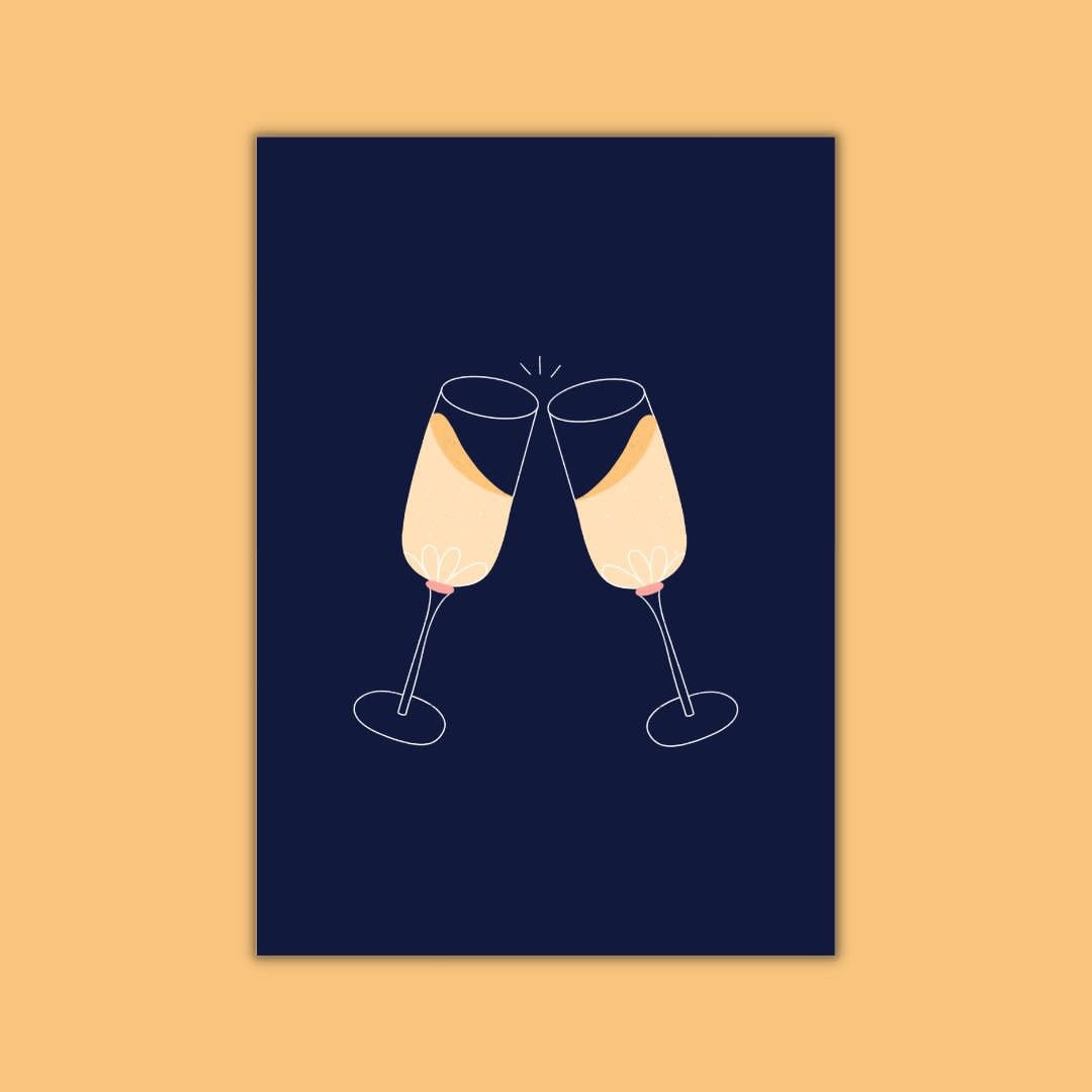 Wenskaart - Toost met champagne