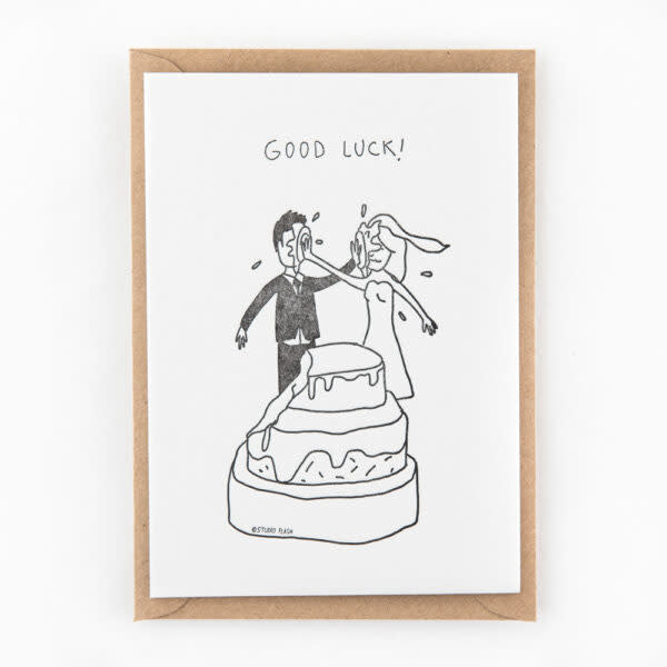 Kaart 'Good luck - wedding cake fight'