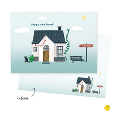 Wenskaart illustra'lies 'Happy new home'