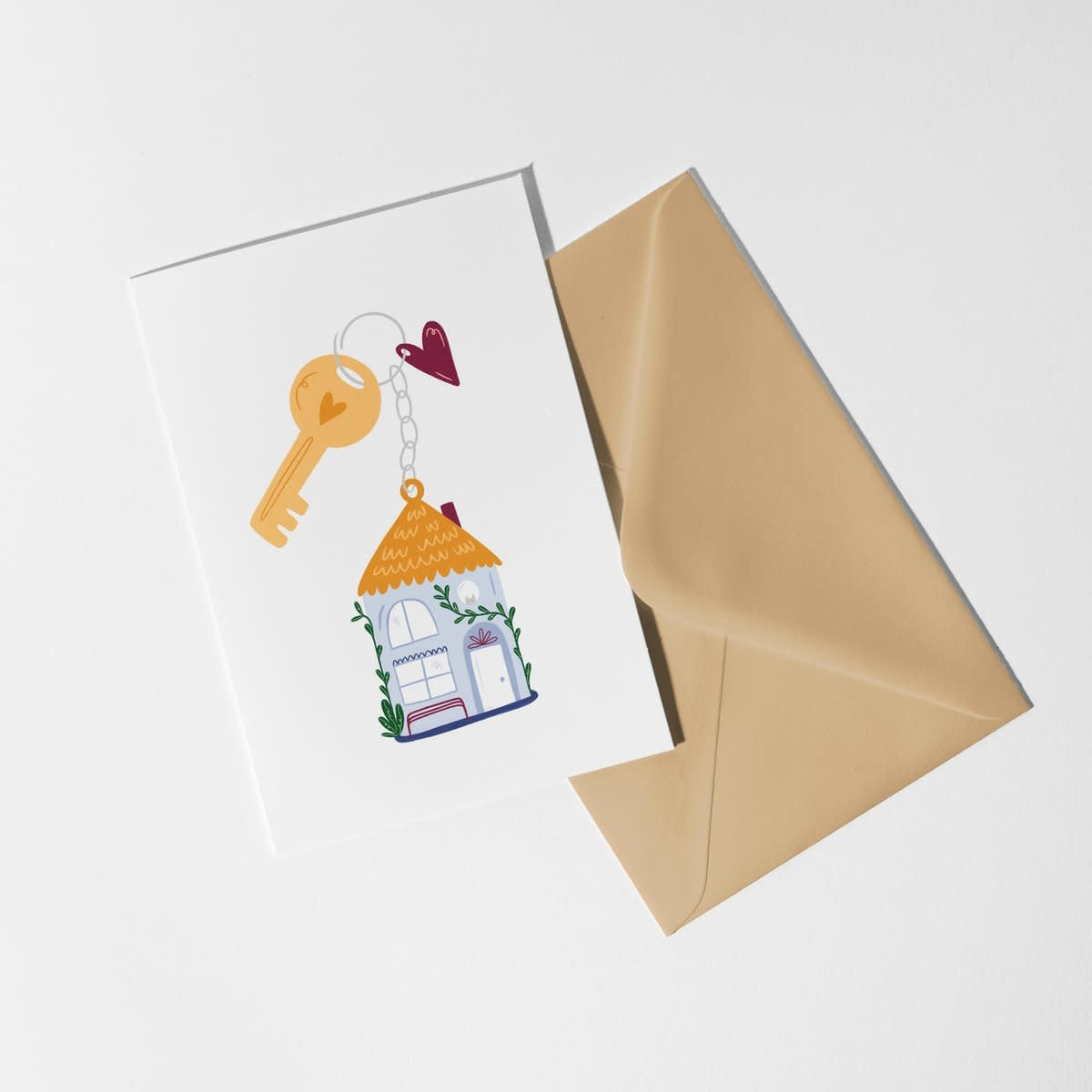 Wenskaart - Huisje aan sleutelhanger