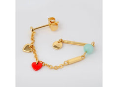 Oorsteker - Topping long slim  - gold plated - 1 st