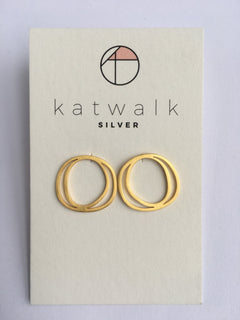 Verguld zilver oorstekers - 2 amorf cirkels