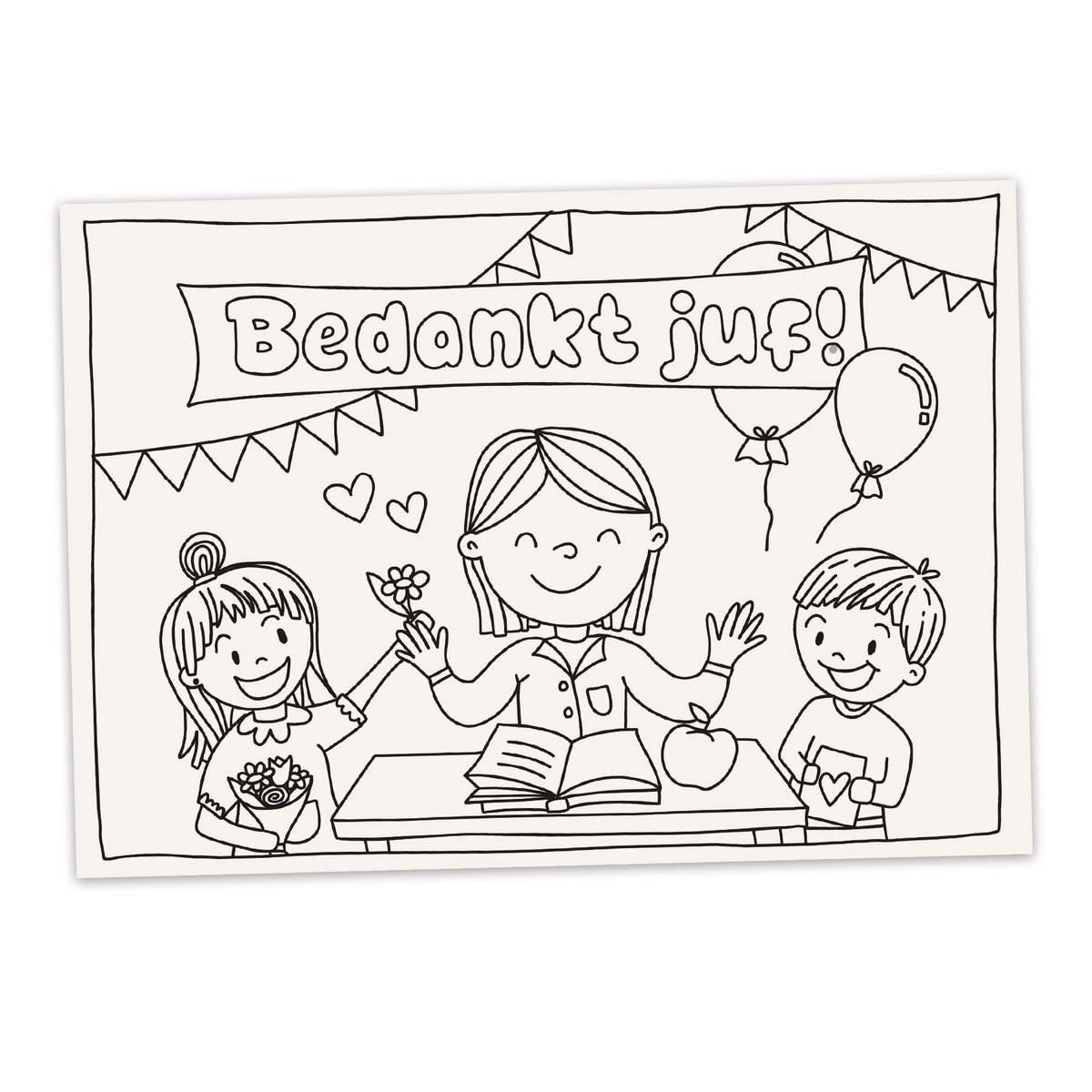 Inkleurkaart A5 'Bedankt Juf'