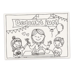 Inkleurkaart A5 'Bedankt Juf'