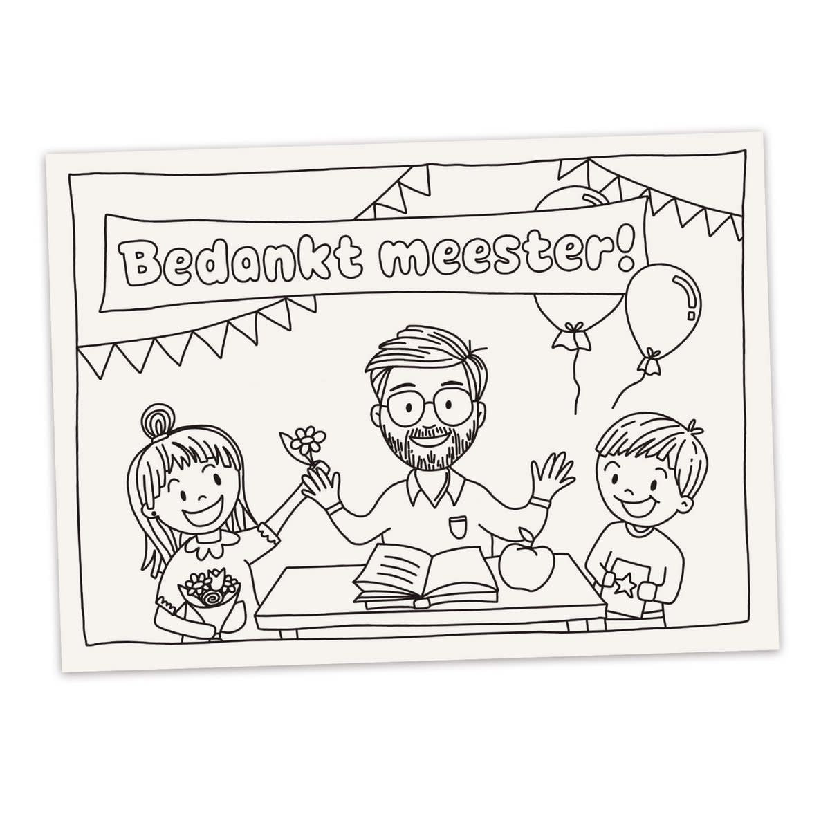 Inkleurkaart A5 'Bedankt Meester'