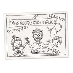 Inkleurkaart A5 'Bedankt Meester'