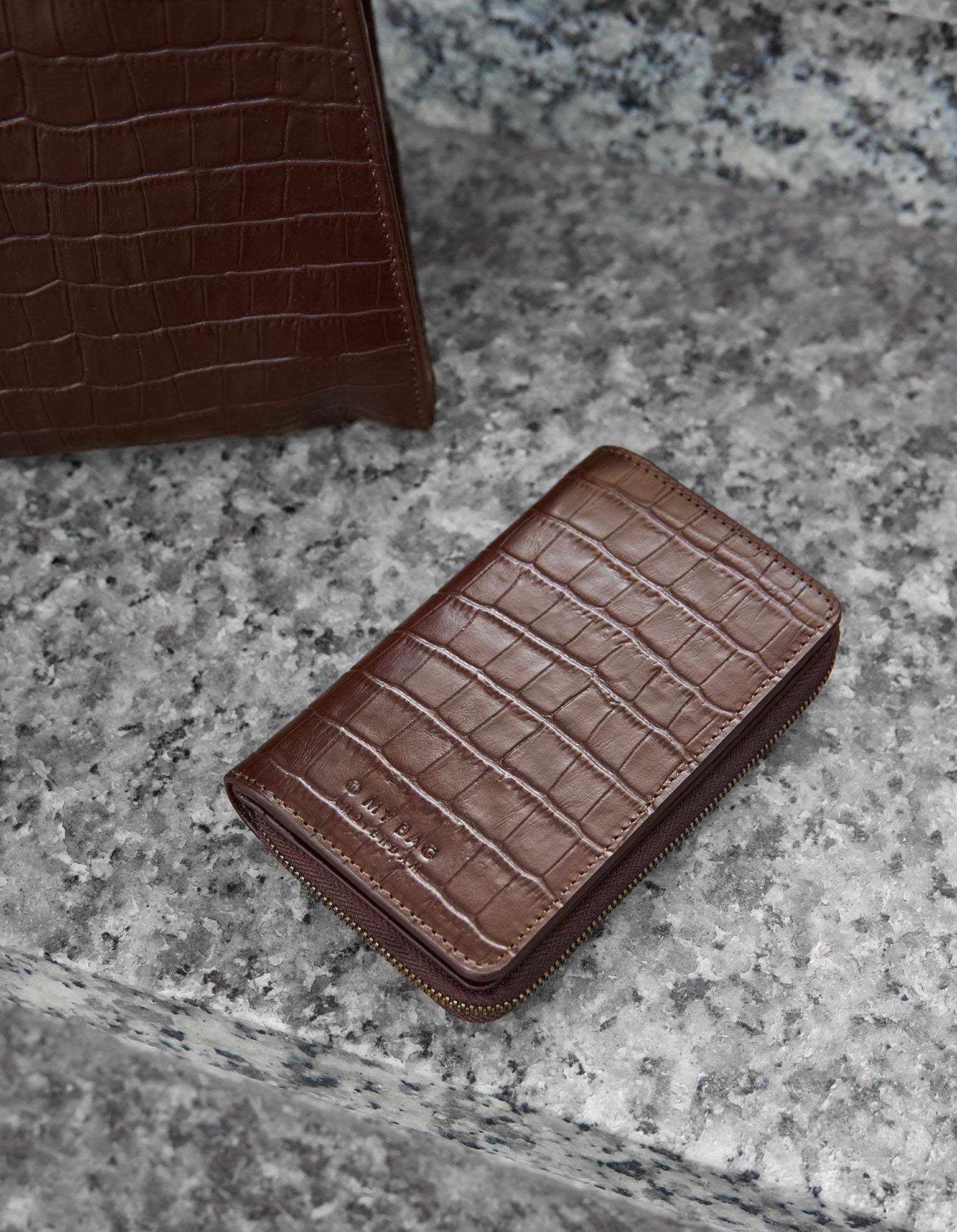 Portemonnee Jett - chocolate croco leather