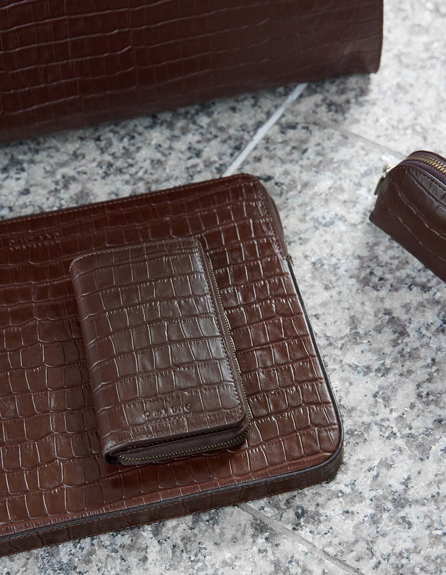 Portemonnee Jett - chocolate croco leather