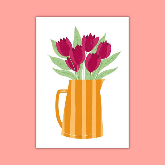Wenskaart - Tulpen in een kan