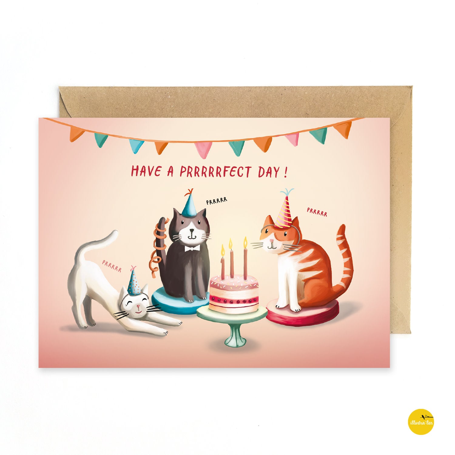 Wenskaart illustra'lies 'Have a prrrrrfect day'